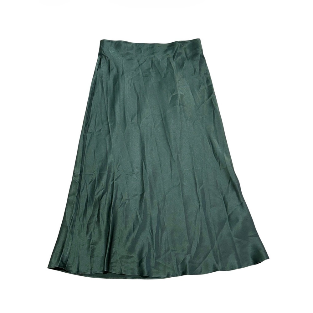Quince 100% Washable Silk Midi Skirt Mulberry Green Size S Bias Cut - Picture 4 of 7